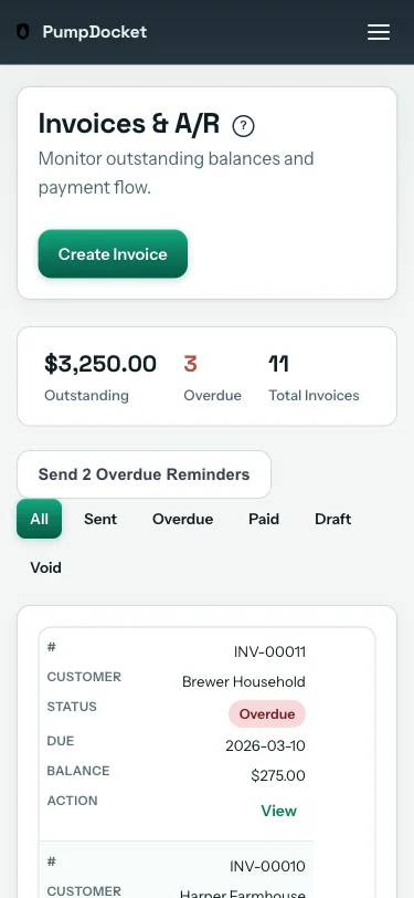 Invoice detail on mobile