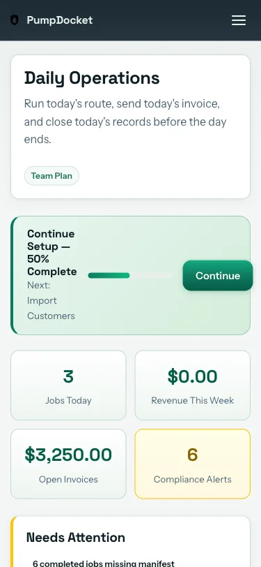 Owner mobile dashboard